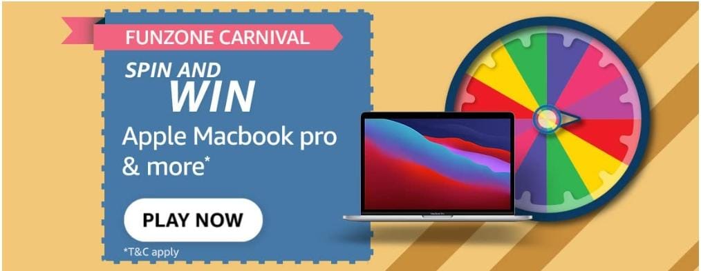 Amazon Funzone Carnival Spin and win Apple Macbook