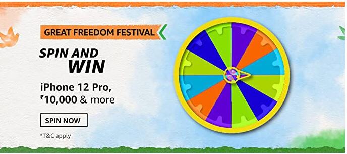 Amazon Great Freedom FEstival Spin & Win iphone 12 pro