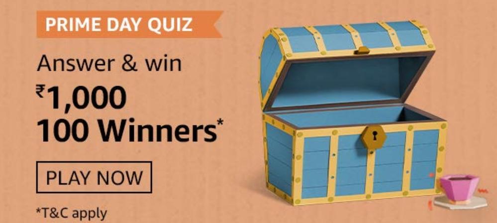 Amazon Prime Day Quiz Answers - 1000 Rs Pay Balance