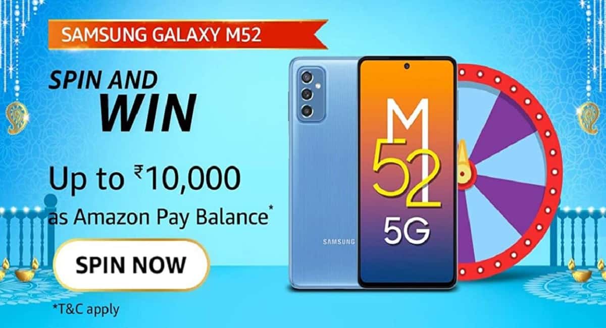 Amazon Samsung Galaxy M52 5G Spin & Win Quiz
