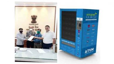 Automated mask, sanitizer vending machines installed at Nagpur Stn